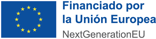 Logotipo de la Unión Europea con el texto "Financiado por la Unión Europea" y "NextGenerationEU", representando apoyo financiero y proyectos de desarrollo.